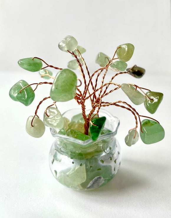 Kristallipuu - õnne ja küllusepuu roheliste aventuriinidega ±5x6cm