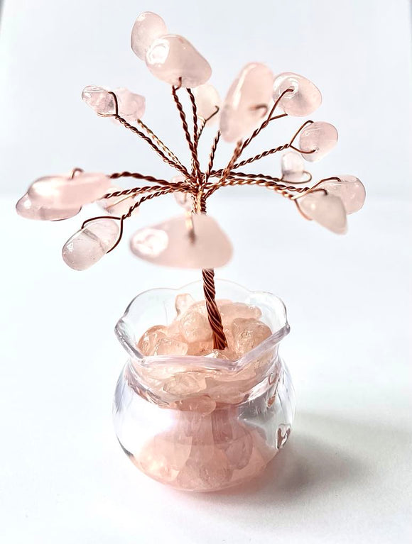 Kristallipuu roosade kvartsidega - Armastuse puu ~5x6cm